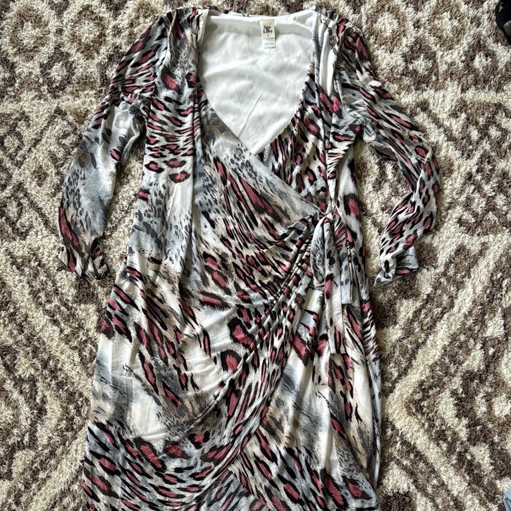 Sew In Love Animal Print Dress - Black, White, Pink